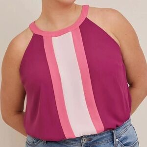 NWOT Torrid 00 Berry Pink Georgette Halter Tank